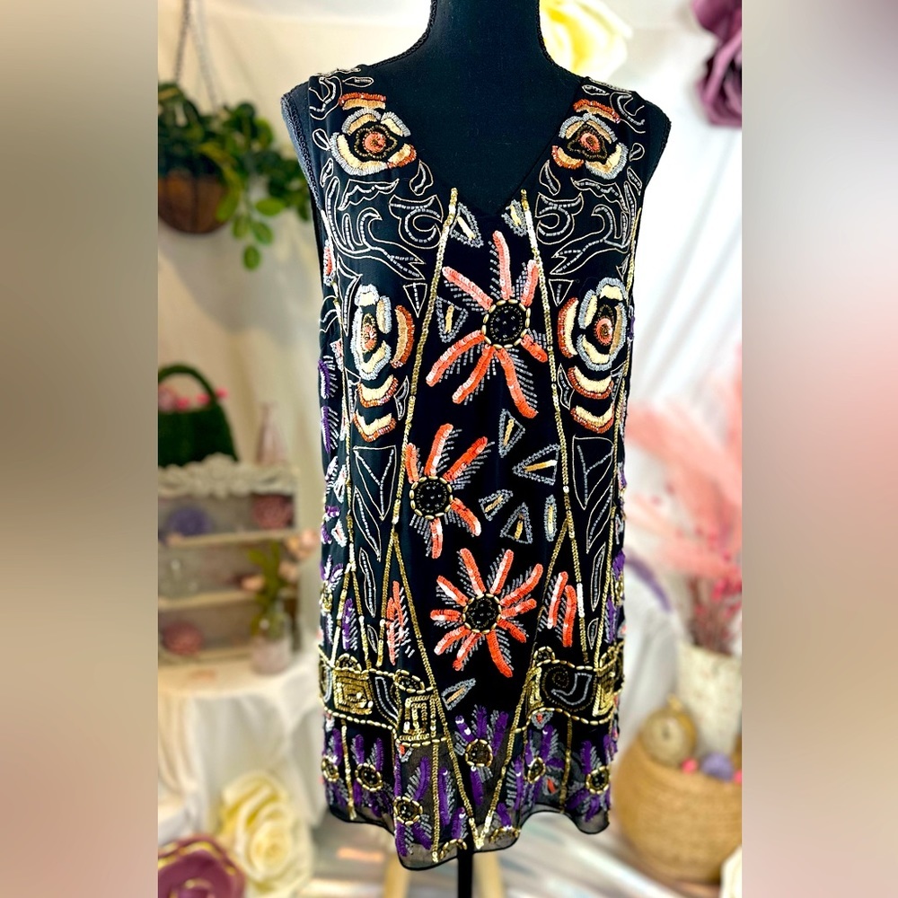 🌟🌼 Free People 🌼🌟 Secret Garden Embellished Shift Dress. Size XS